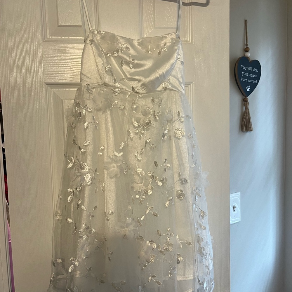 Lulu's White Tiered Embellished Babydoll Dress